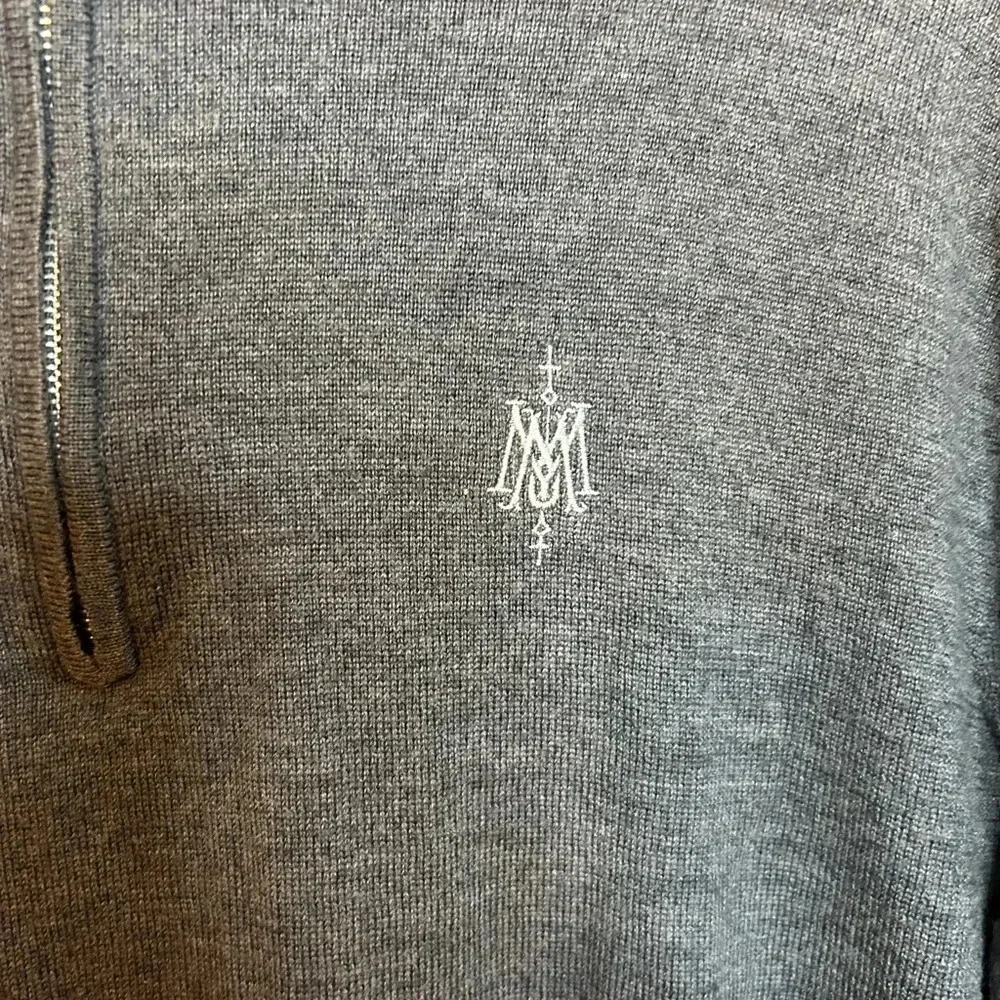 Peter Millar Merino Wool Gray Quarter Zip Sweater